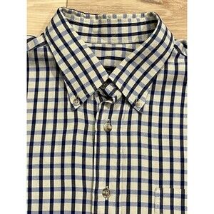 Ike Behar Large Blue‎ Off White Check Casual Button Up Shirt Long Sleeve Plaid